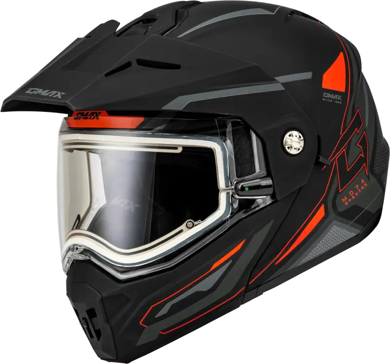 Md-74S Spectre Snow Helmet W/ Elec Shield Matte Black/Red Xs