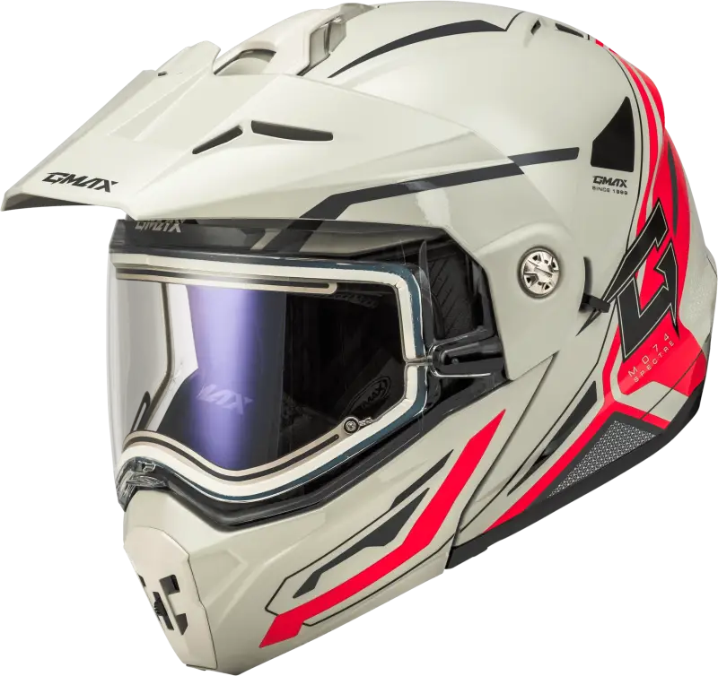 Md-74S Spectre Snow Helmet W/ Electric Shield White/Red Sm