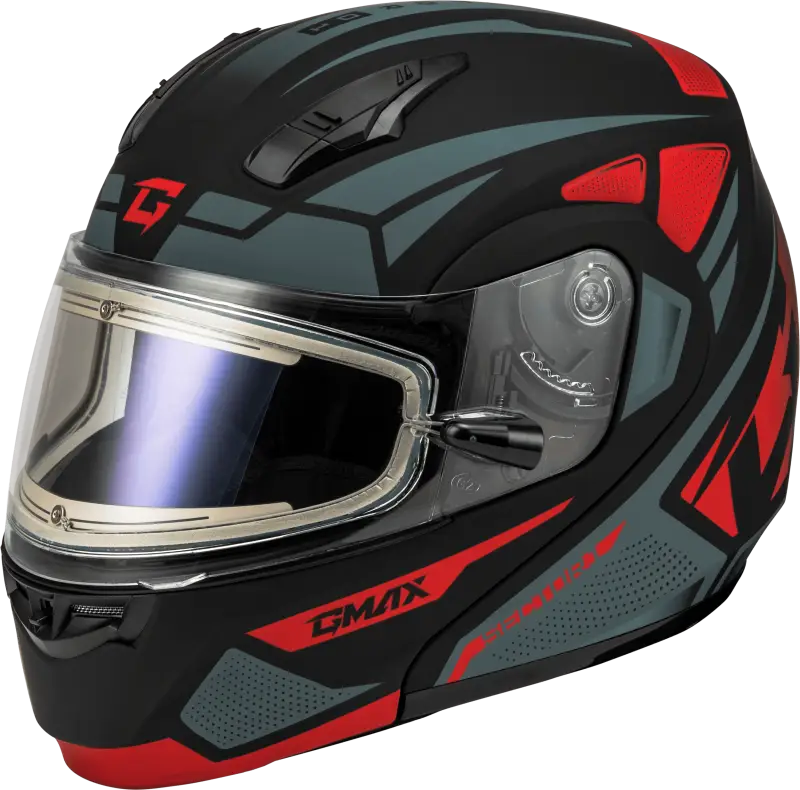 Md-04S Sector Snow Helmet W/ Electric Shield Black/Red 3X