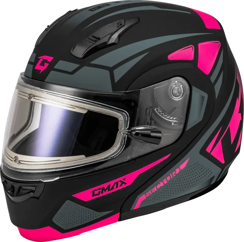 Md-04S Sector Snow Helmet W/ Electric Shield Black/Pink Lg