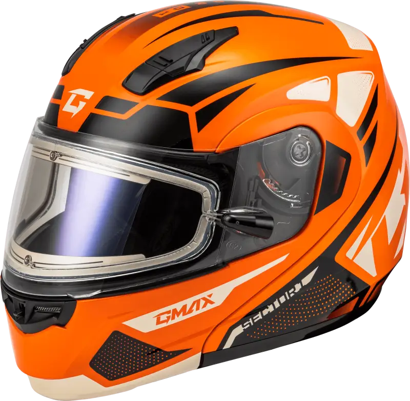 Md-04S Sector Snow Helmet W/ Electric Shield Orange/Blk Xs