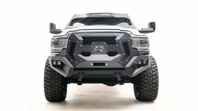 Front view of a Dodge truck showcasing the GR4400-1 Fab Fours Dodge Grumper.