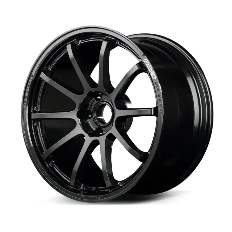 Dark gray Gram Lights 57NR 18X9.5 +12 glass black wheel with polished finish