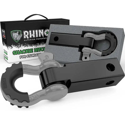 Rhino USA Shackle Hitch Receiver W/ D-Ring (Gray) - Rhino USA