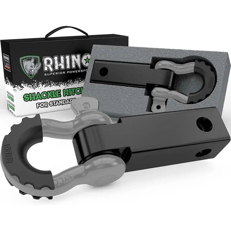 Rhino USA Shackle Hitch Receiver W/ D-Ring (Gray) - Rhino USA