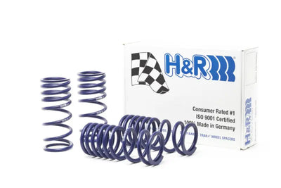 Blue car lowering springs and box for Ferrari 458 Italia F142 H&R sport spring