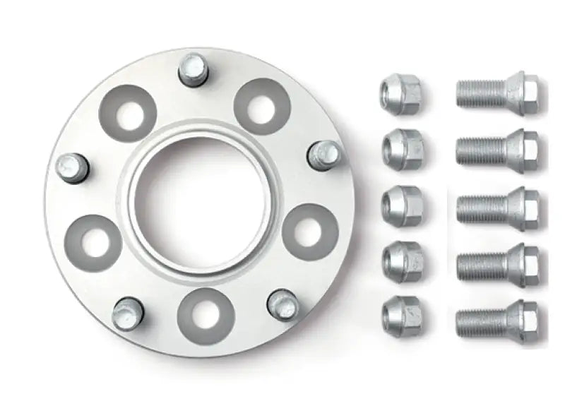 Silver wheel adaptor with lug nuts for H&R Trak+ 30mm DRA wheel