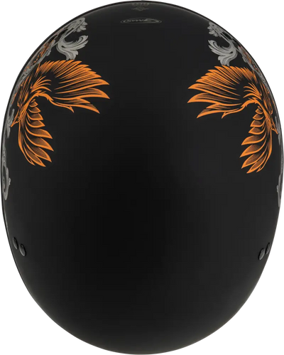 Black Corvus Helmet with orange and silver graphics HH-65 Corvus Helmet XL