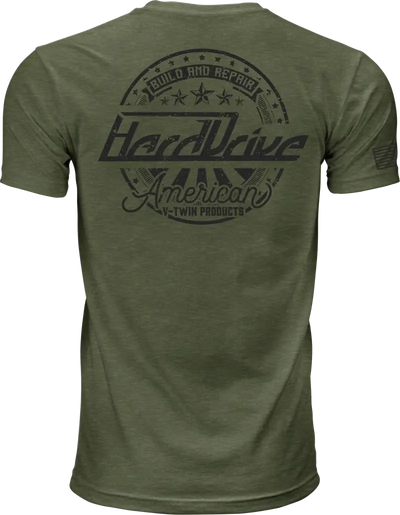 Harddrive Emblem Tee Olive Green/Black Xl
