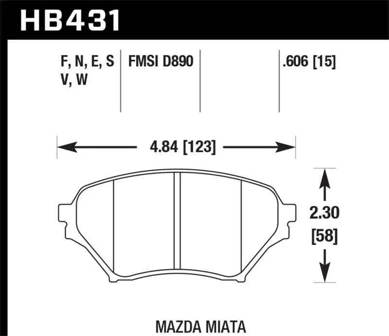 Hawk 01-05 Miata w/ Sport Suspension HPS  Street Front Brake Pads D890 