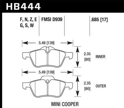 Hawk Performance Hawk 02-06 Mini Cooper / Cooper S HPS Street Front Brake Pads