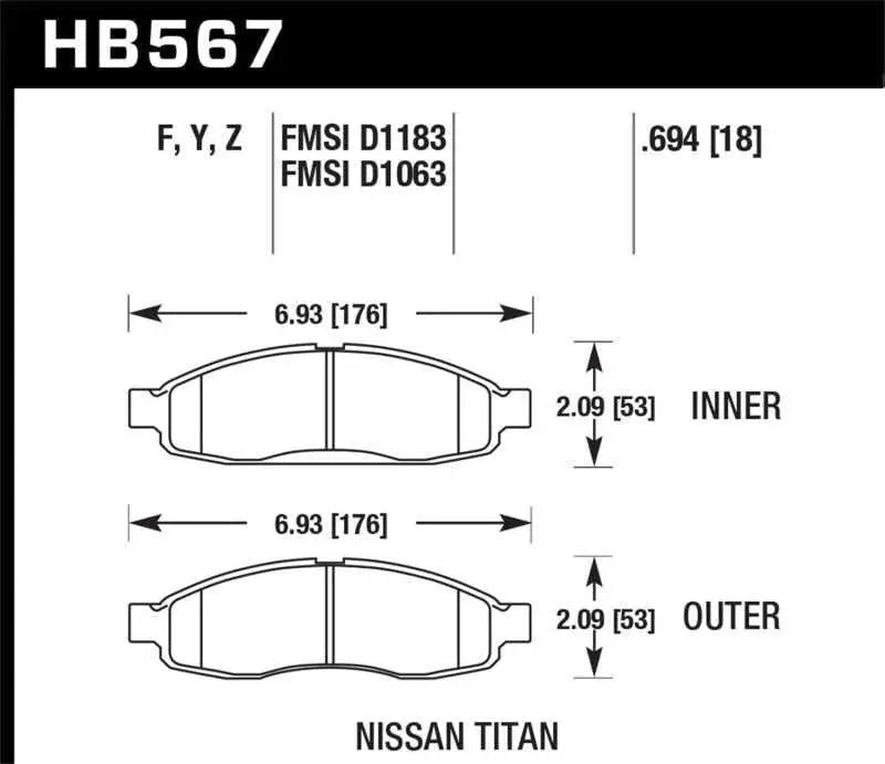 Hawk Performance Hawk 04-06 infiniti QX56 / 05-06 Armada / 04 Pathfinder / 04-07 Titan LTS Street Front Brake Pads