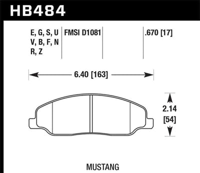 Hawk 05-10 Ford Mustang GT & V6 / 07-08 Shelby GT Performance Ceramic Street Front Brake Pads 