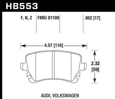 Hawk 06-07 Audi A6 Quattro / 03-04 RS6 / 04-08 S4 HPS Street Rear Brake Pads 