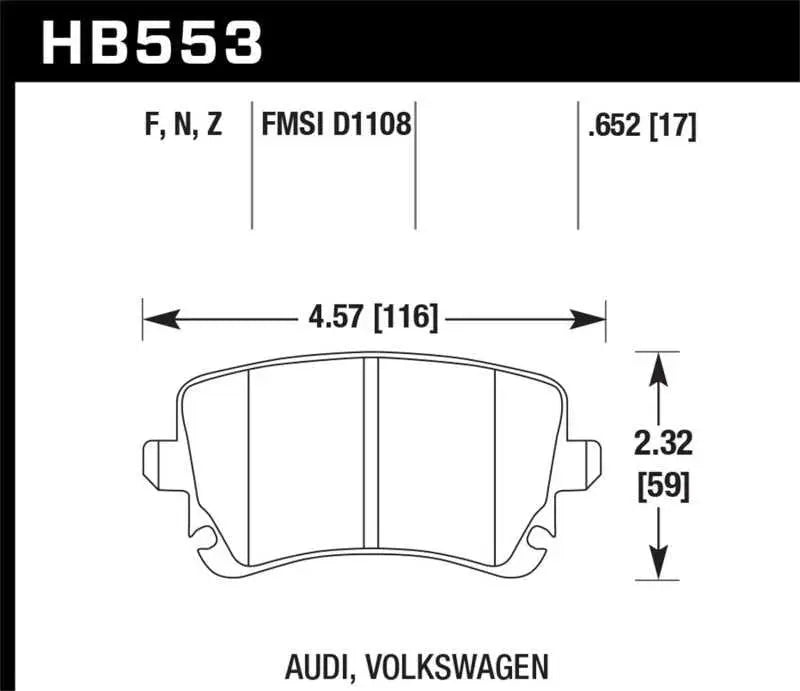 Hawk 06-07 Audi A6 Quattro / 03-04 RS6 / 04-08 S4 HPS Street Rear Brake Pads 