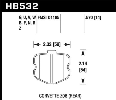 Hawk 06-10 Chevy Corvette (OEM Pad Design) Rear Performance Ceramic Sreet Brake Pads 