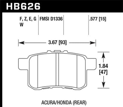 Hawk 08-10 Honda Accord 2.4L/3.0L/3.5L / 09-10 Acura TST 2.4L HPS Street Rear Brake Pads 