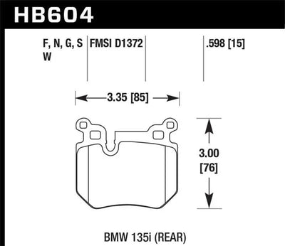Hawk 08-13 BMW 135i HPS 5.0 Rear Brake Pads 