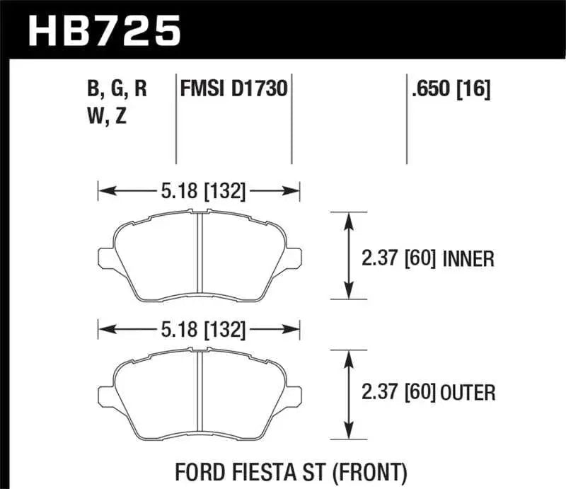 Hawk 14-16 Ford Fiesta ST HP+ Street Front Brake Pads 