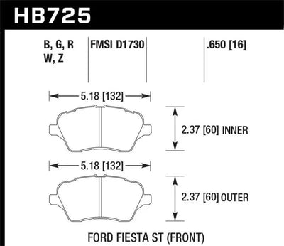 Hawk 14-16 Ford Fiesta ST HP+ Street Front Brake Pads 