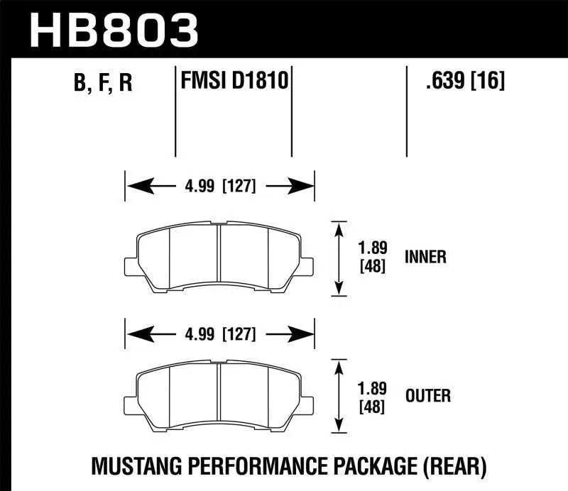 Hawk 16-17 Ford Mustang GT Brembo Package HP Plus Rear Brake Pads 