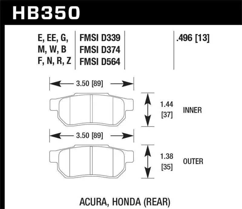 Hawk 90-01 Acura Integra (excl Type R) / 98-00 Civic Coupe Si HPS Street Rear Brake Pads 