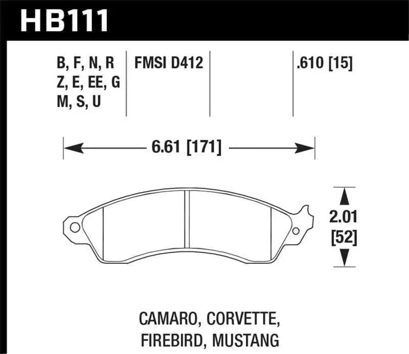 Hawk 94-04 Mustang Cobra / 88-95 Corvette 5.7L / 88-92 Camaro w/ Hvy Duty Brakes Front Performance C 