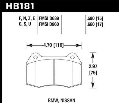 Hawk 94-97 BMW 840CI/850CI HPS Front Street Brake Pads 
