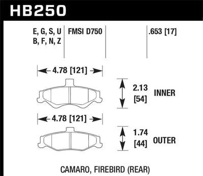 Hawk Performance Hawk 98-02 Chevrolet Camaro 5.7L/3.8L / 98-02 Pontiac Firebird 5.7L/3.8L HPS Street Rear Brake Pads