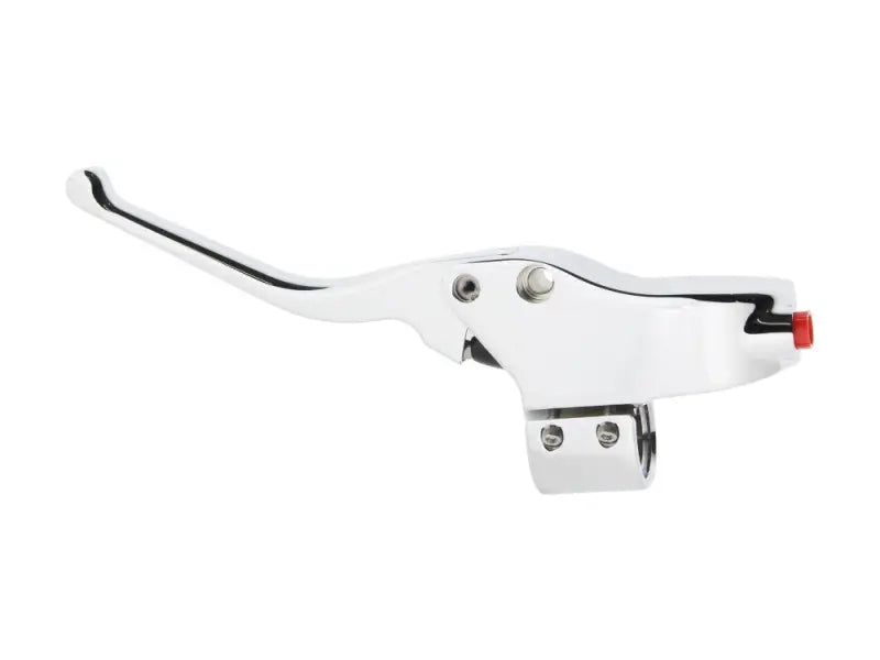 Chrome motorcycle brake or clutch lever with red button for hawg halters dual disc HBMA-AS22
