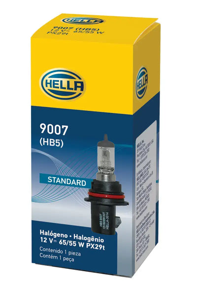 Hella 9007 HB5 12V 55W halogen bulb PX29t in packaging for vehicle headlights
