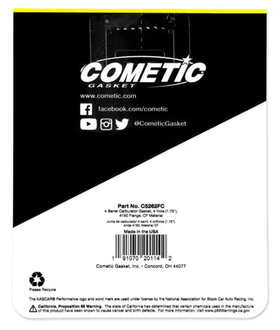 Cometic Holley 4 BBL .060in Fiber Carburetor Mounting Gasket - 4 Hole - 1.750in Holes - Cometic Gasket