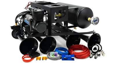Black train horn kit with compressor and tank for Conductor’s Special 244K or special 244k