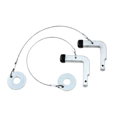 Two metal hitch pins with retaining cables in Husky Towing lanyard assembly kit