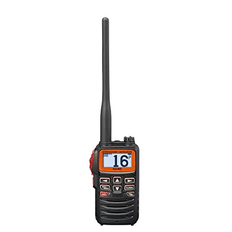 HX400IS Standard Horizon VHF handheld radio with 5-watt output and large antenna for land mobile operations, intrinsically safe.