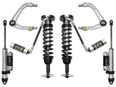 ICON 2019+ GM 1500 1.5-3.5in Stage 4 Suspension System with Billet UCA featuring billet aluminum upper control arms and ICON's patented Delta Joint for superior durability and performance.