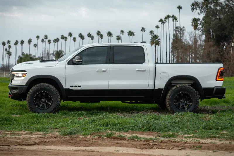 ICON 2019+ Ram 1500 2/4WD with .75-2.5in Stage 1 Suspension System showcasing increased wheel travel and ride quality enhancement.