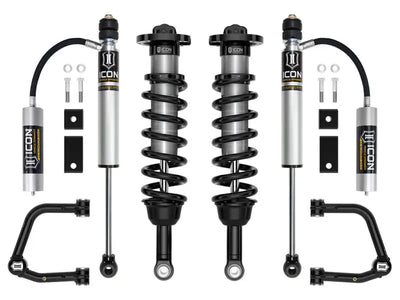 ICON 2022+ Toyota Tundra 2-3.5in Stage 5 3.0 Suspension System (Tubular) with V.S. 2.0 Aluminum Series rear remote reservoir shocks and front coilovers.