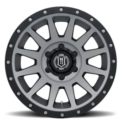 ICON Compression 18x9 6x5.5 0mm Offset 5in BS Titanium Wheel - 2018908350TT