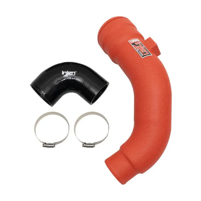 Automotive intake kit for turbo diesel Wrnkl with red intercooler cold side piping