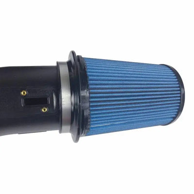 Blue cone air filter on black intake tube for Chevrolet Silverado V8-5.3L Evolution Intake