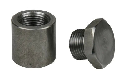 Metal pipe fittings for innovate extended bung 1in tall in mild steel