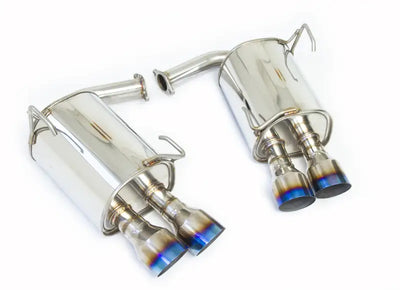 Shiny metal Subaru STI quad tip single layer titanium burnout exhaust system