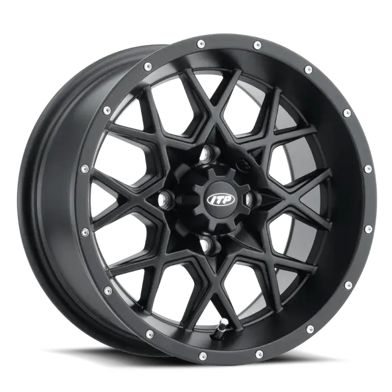 ITP Hurricane 12x7 / 4x110 BP / 2+5 Offset Matte Black Wheel - RV and Auto Parts