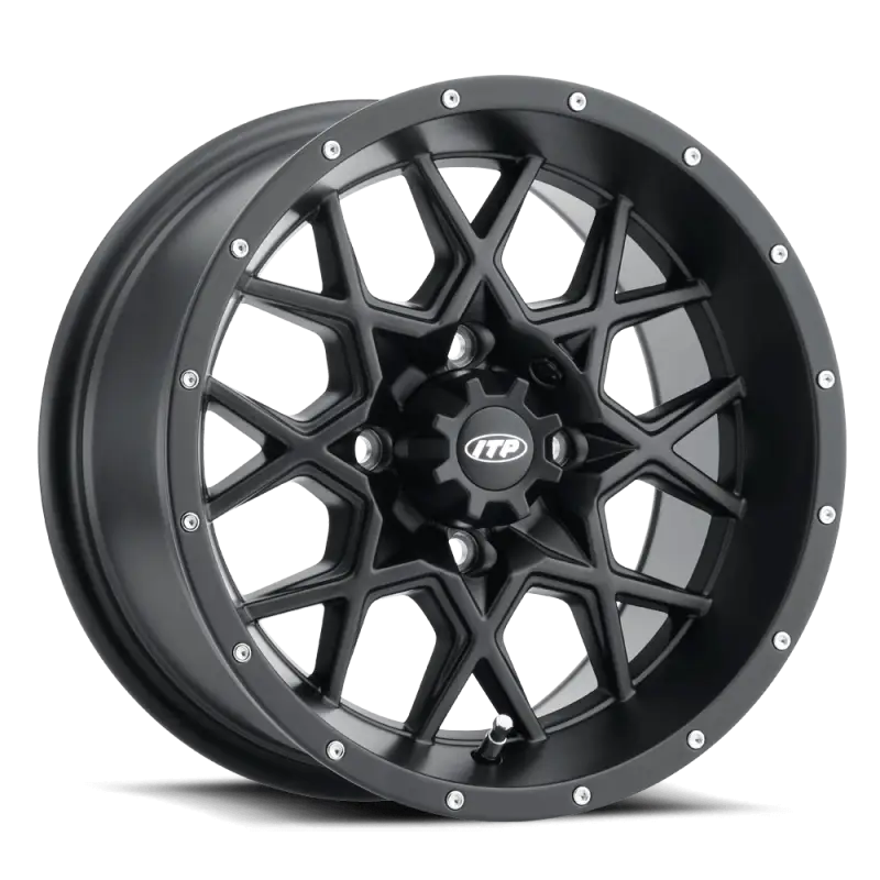 ITP Hurricane 12x7 / 4x156 BP / 4+3 Offset Matte Black Wheel - ITP