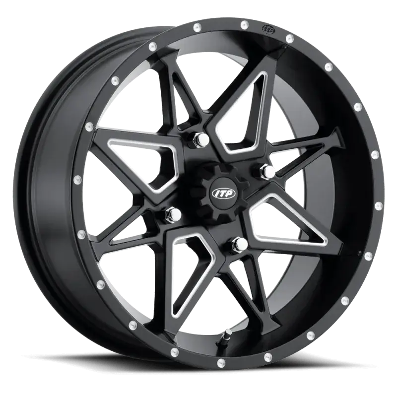 ITP Tornado 14X7 / 4x110 BP / 2+5 Offset Matte Black w/ Milled Accents Wheel - RV and Auto Parts