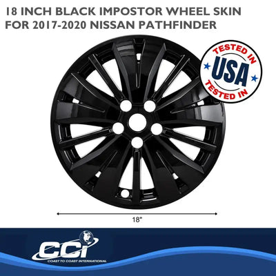 IWCIMP488BLK Coast2Coast WS 17-20 Pathfinder Gloss Black 18" 15 Spoke wheel skin, designed for 2017-2020 Nissan Pathfinder, enhancing ride comfort, durability, and style.