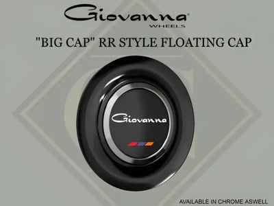 Giovanna Wheels "Big Cap" RR Style Floating Cap in black finish, available in chrome variant.