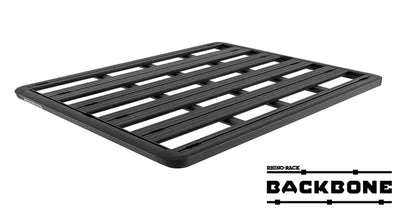 Black metal roof rack on Rhino Rack Pioneer Platform for versatile outdoor storage