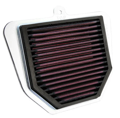 Red and black K&N replacement air filter for Yamaha FZ1/FZ8 motorcycle